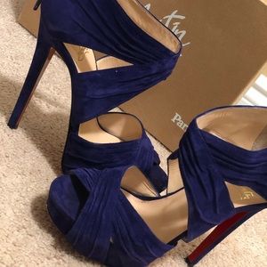 Louboutin violet suede 140mm sandal heels